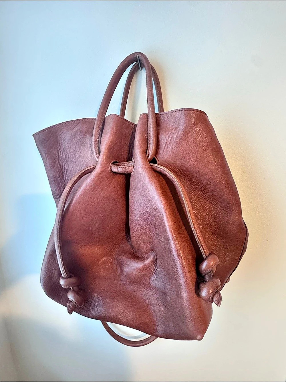 Free People Head over Heels Leather Shoulder Bag in Cognac Brown.